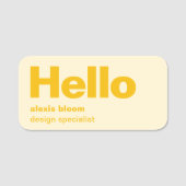 Hello Yellow Retro Modern Minimal Stylish Trendy Naamplaatje (Voorkant)