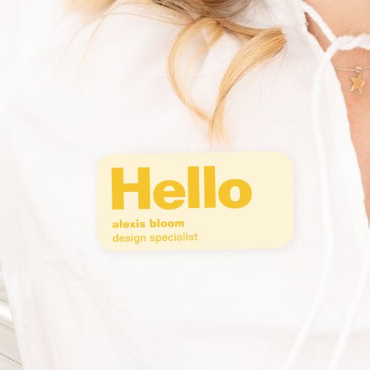 Hello Yellow Retro Modern Minimal Stylish Trendy Naamplaatje