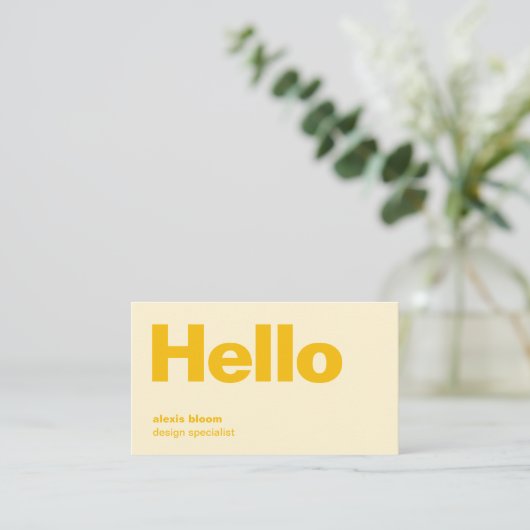 Hello Yellow Retro Modern Minimal Stylish Trendy Visitekaartje (Staand voorkant)