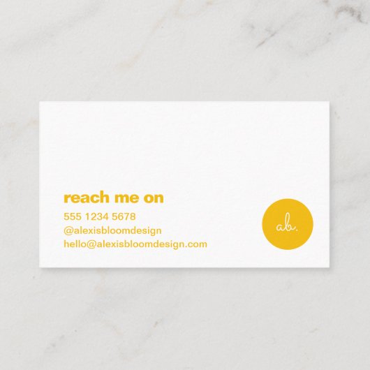 Hello Yellow Retro Modern Minimal Stylish Trendy Visitekaartje (Achterkant)