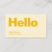 Hello Yellow Retro Modern Minimal Stylish Trendy Visitekaartje (Voorkant)