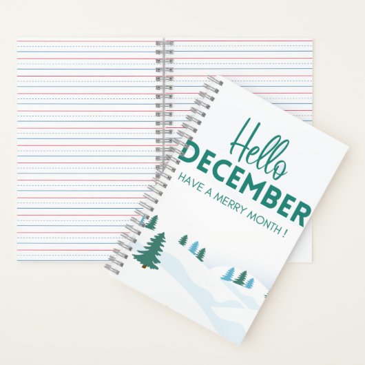 HelloDecember MerryChristmas Tree'sSpiral Notitieb Notitieboek (Binnen)