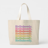 'Hellolovely.' Retro-gestreepte esthetiek Grote Tote Bag (Achterkant)