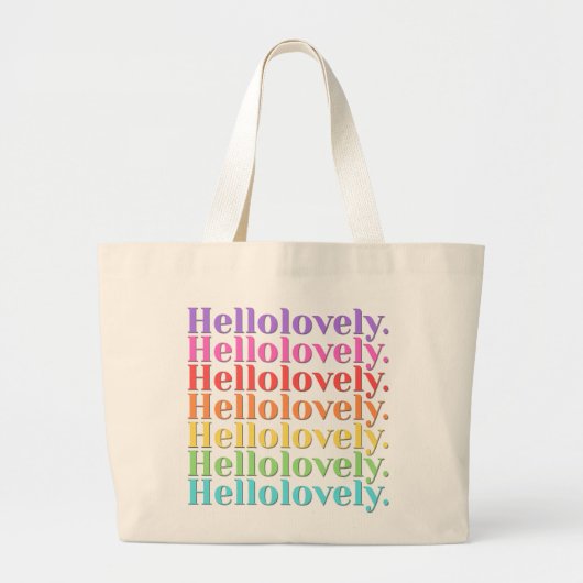 'Hellolovely.' Retro-gestreepte esthetiek Grote Tote Bag (Voorkant)