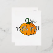 Hellow Pumpkin Herfst Pumpkin Hallo Herfst Folie Feestdagen Briefkaart (Voorkant / Achterkant)