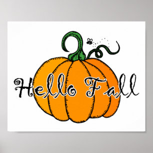 Hellow Pumpkin Herfst Pumpkin Hallo Herfst Poster