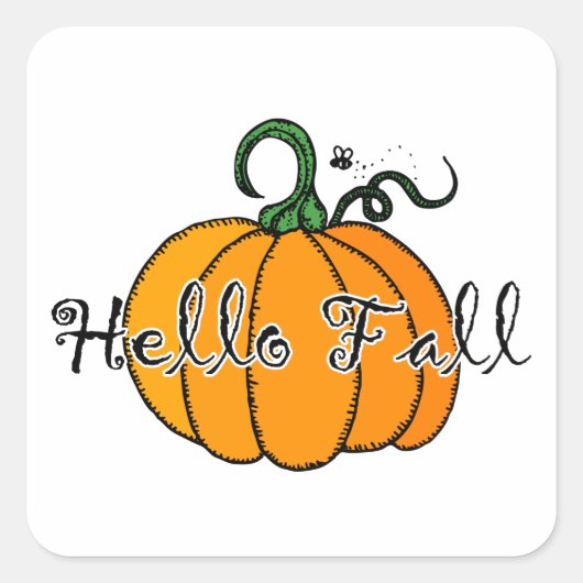 Hellow Pumpkin Herfst Pumpkin Hallo Herfst Vierkante Sticker (Voorkant)