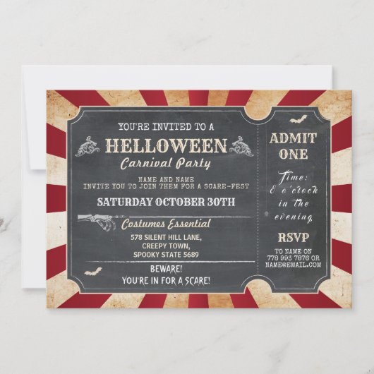 HELLoween Halloween Party Circus Horror Ticket Kaart (Voorkant)