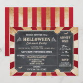 HELLoween Halloween Party Circus Horror Ticket Kaart (Voorkant / Achterkant)