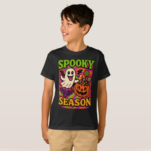 Helloween Spooky Seizoen Retro Kleding Unisex T-shirt (Voorkant volledig)