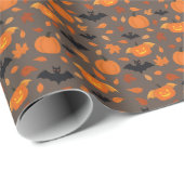 Helloweenpatroon | pompoen, vleermuis, herfstblade cadeaupapier (Rol Hoek)