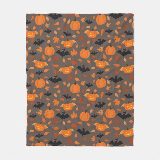 Helloweenpatroon | pompoen, vleermuis, herfstblade fleece deken (Voorkant)