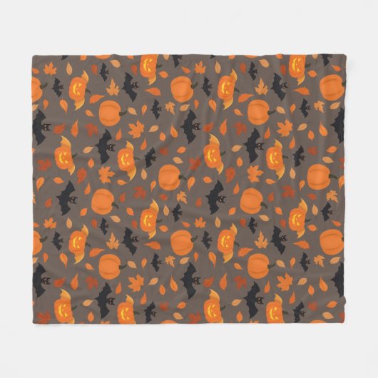 Helloweenpatroon | pompoen, vleermuis, herfstblade fleece deken (Voorkant (Horizontaal))