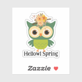 Hellowl Spring Cute Owl Hallo Spring Sticker