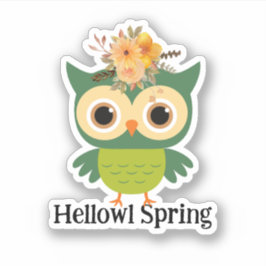 Hellowl Spring Cute Owl Hallo Spring Sticker