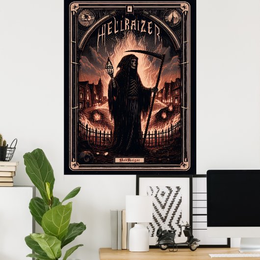 HellRaizer Burning Reaper Tarot Kaart Poster (Thuiskantoor)