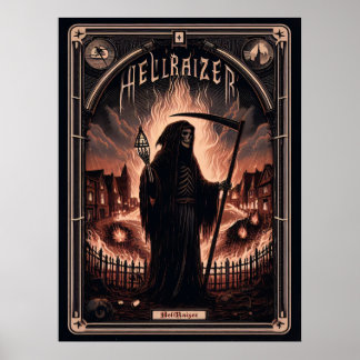 HellRaizer Burning Reaper Tarot Kaart Poster