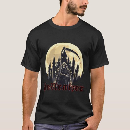 HellRaizer Reaper met kasteel en maan T-shirt (Voorkant)