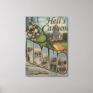 Hell's Canyon, Idaho - Large Letter Scenes Canvas Afdruk