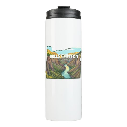 Hells Canyon Oregon Kaart Thermosbeker (Voorkant)
