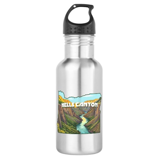 Hells Canyon Oregon Kaart Waterfles (Voorkant)