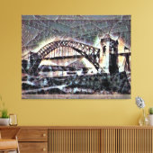 HELLS GATE BRIDGE ASTORIA, NY CANVAS AFDRUK (Insitu (Woonkamer))