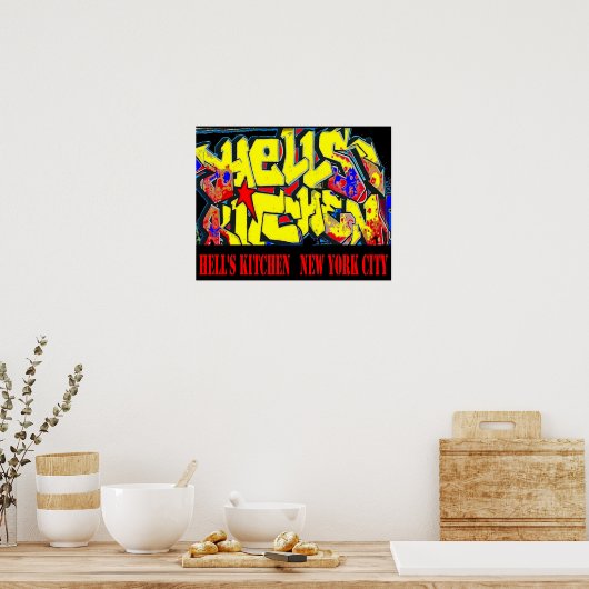 Hell's Kitchen District Label, New York City Poster (Keuken)
