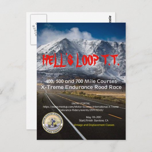 HELL'S LOOP T.T. briefkaart 2017 (Voorkant / Achterkant)