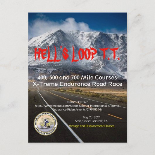 HELL'S LOOP T.T. briefkaart 2017 (Voorkant)