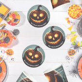 Hells Pumpkin Halloween Party Ronde Kartonnen Onderzetter