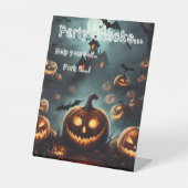 Hells Pumpkin Halloween Party Snacks Reclamebord Met Voetstuk (Voorkant)