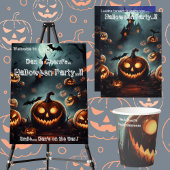 Hells Pumpkin Halloween Party Snacks Reclamebord Met Voetstuk