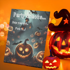 Hells Pumpkin Halloween Party Snacks Reclamebord Met Voetstuk