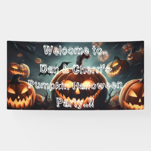 Hells Pumpkin Halloween Party Spandoek (Horizontaal)