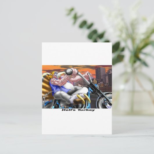 Hells Turkey Funny Thanksgiving Harley T - shirts  Feestdagenkaart (Staand voorkant)
