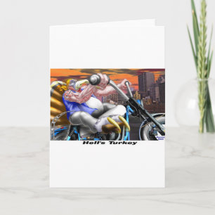 Hells Turkey Grappige Thanksgiving Harley T-shirts Feestdagen Kaart