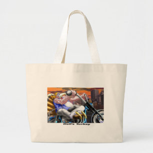 Hells Turkey Grappige Thanksgiving Harley T-shirts Grote Tote Bag