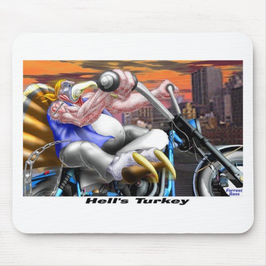 Hells Turkey Grappige Thanksgiving Harley T-shirts Muismat (Voorkant)