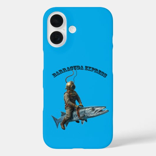 Helm Diver Rijden op een Barracuda Fish URM Case-Mate iPhone Case (Achterkant)