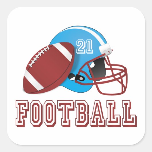 helm en bal van football vierkante sticker (Voorkant)