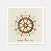 helm en kompas van een houten zweefboot servet (Voorkant)