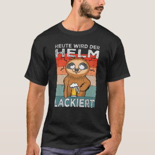 Helm geschilderde bierdrinker en mannen avond slot t-shirt