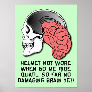 Helm Hersenbeschadiging Grappige ATV Quad Poster B