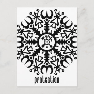 Helm of awe - Aegishjalmur No. 1 (zwart) Briefkaart