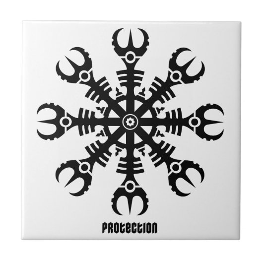 Helm of awe - Aegishjalmur No.2 (zwart) Tegeltje (Voorkant)