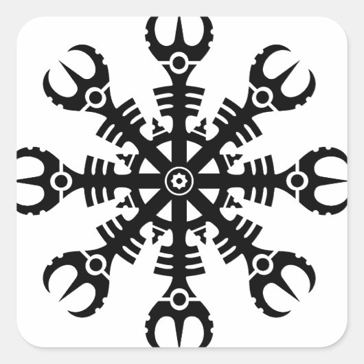 Helm of awe - Aegishjalmur No.2 (zwart) Vierkante Sticker (Voorkant)