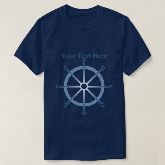 Helm Ship Wheel Custom Navy Blue T-shirt (Design voorkant)