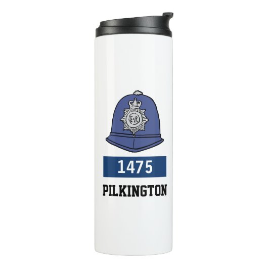 Helm voor politieconstable in het Verenigd Koninkr Thermosbeker (Gedraaid links)
