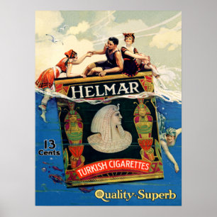 Helmar Turks sigaretten Art Deco Add Poster