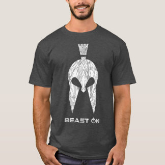 Helmbeest met gladiator op fitness door gym t-shirt